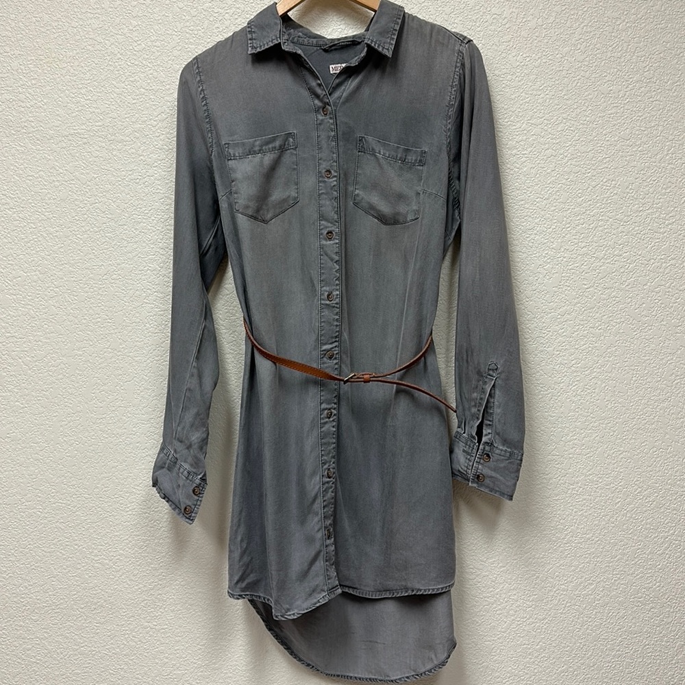 Merona 100% lyocell gray long sleeved shirt dress size medium